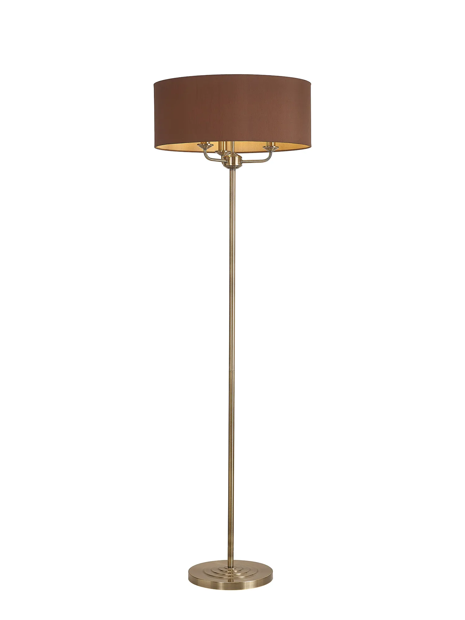 Banyan 45cm 3 Light Floor Lamp Antique Brass; Raw Cocoa